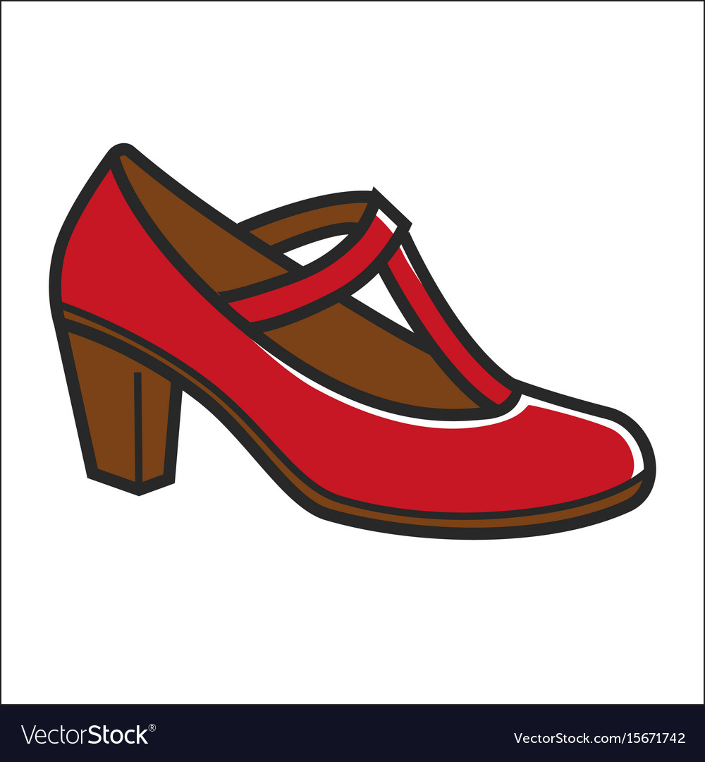 Woman Shoe On Heel In Red Color Isolated On White Vector Image