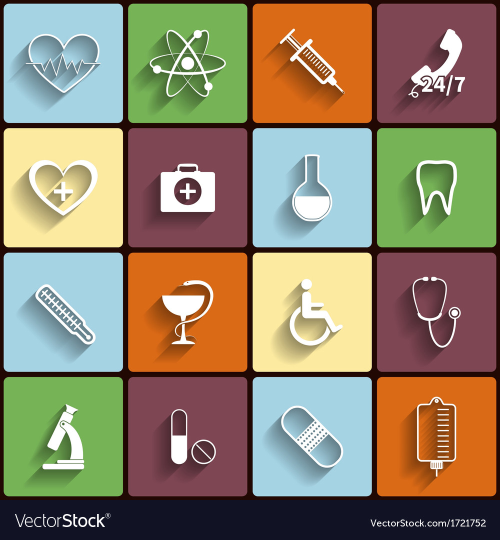 Medical Flat Icons Set Royalty Free Vector Image