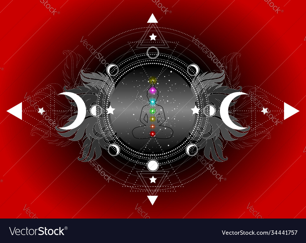 Chakras Concept Moon Phases Sacred Geometry Wicca Vector Image