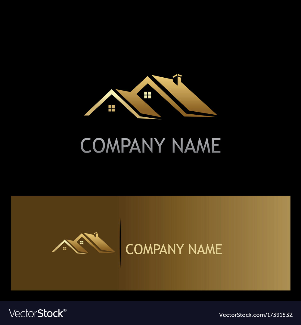 House Roof Gold Company Logo Royalty Free Vector Image