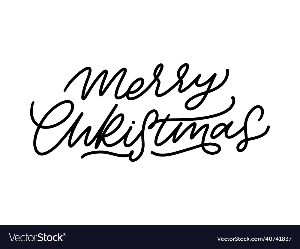 Merry Christmas Brush Lettering Hand Drawn Modern Vector Image