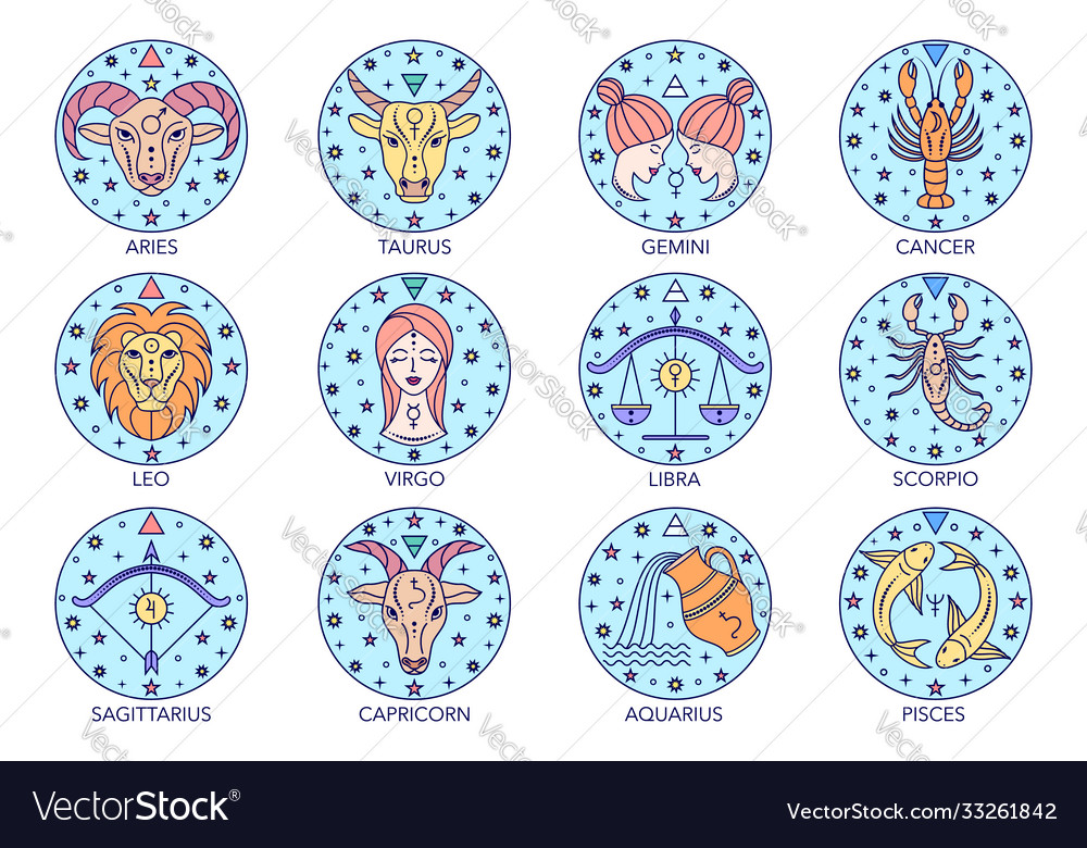 Collection Zodiac Signs Royalty Free Vector Image