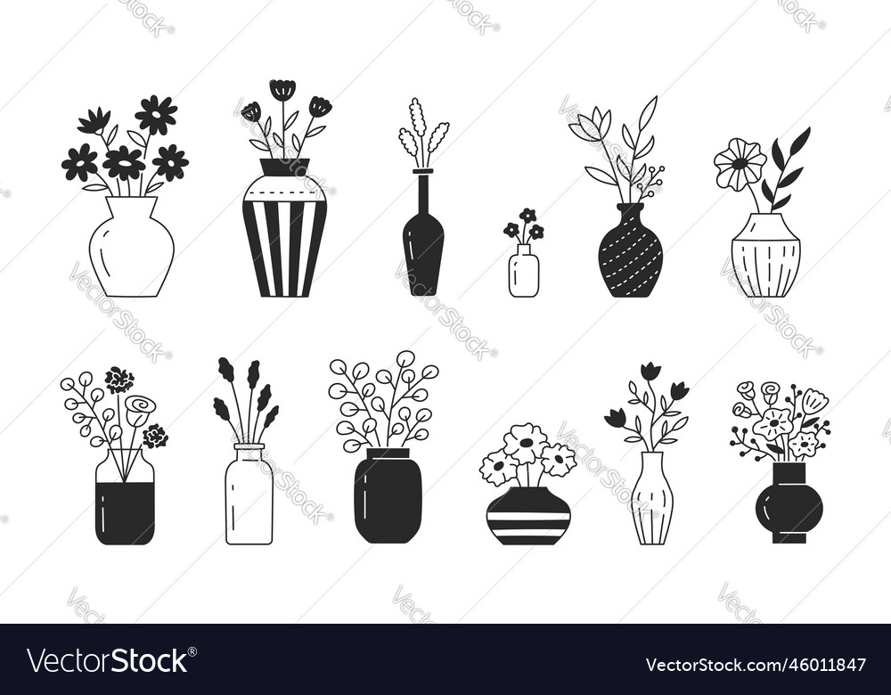 Flower In Vase Doodle Including Royalty Free Vector Image