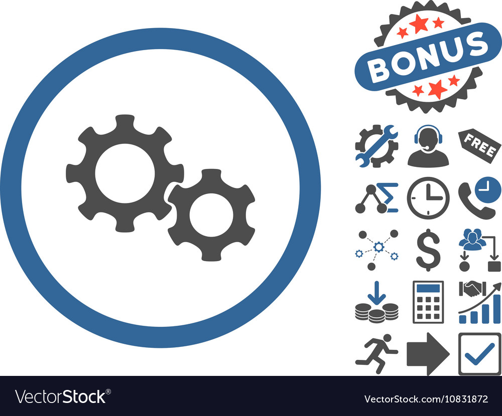 Gears Flat Icon With Bonus Royalty Free Vector Image