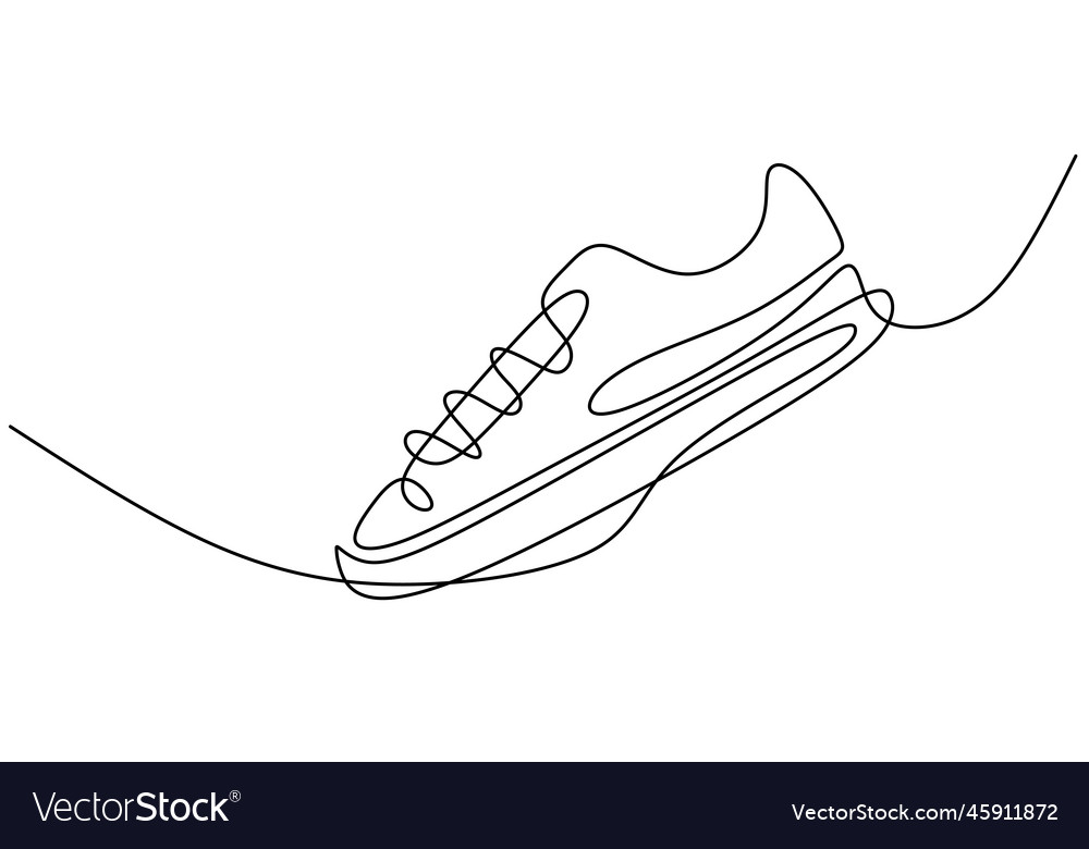 Shoe Continuous Line Drawing Sports Sneakers Vector Image