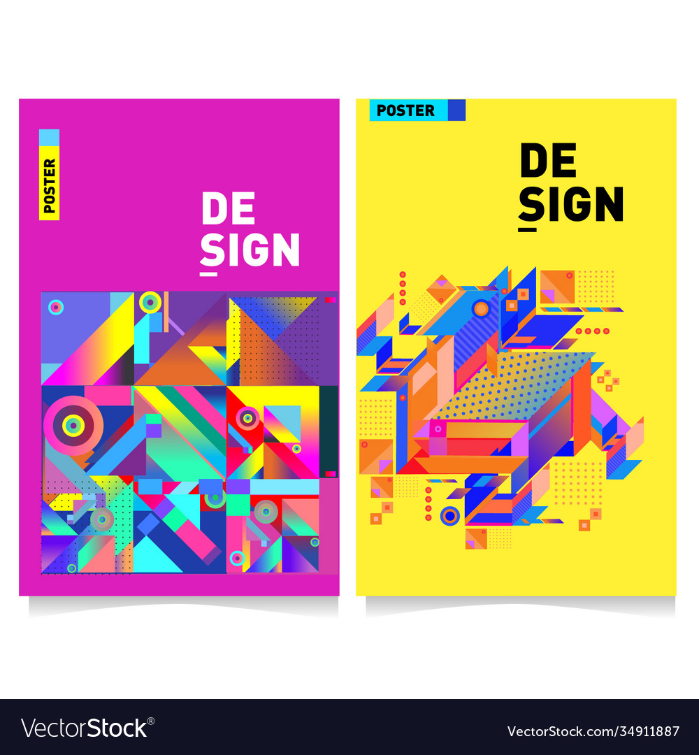 Colorful Geometric Poster And Cover Design Vector Image