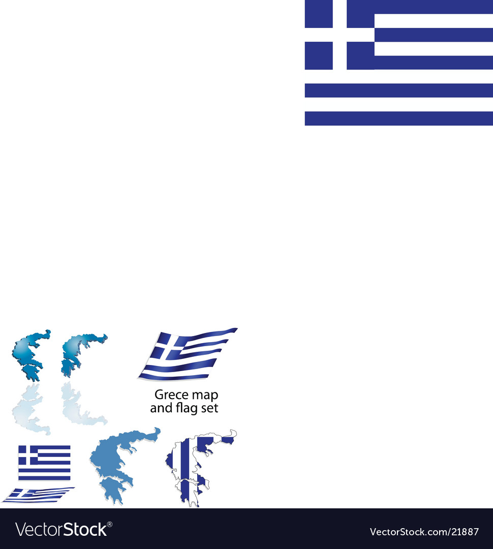 Greece Map And Flag Set Royalty Free Vector Image