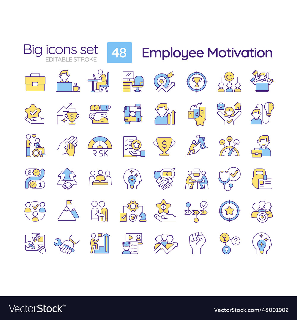 Employee Motivation Rgb Color Icons Set Royalty Free Vector