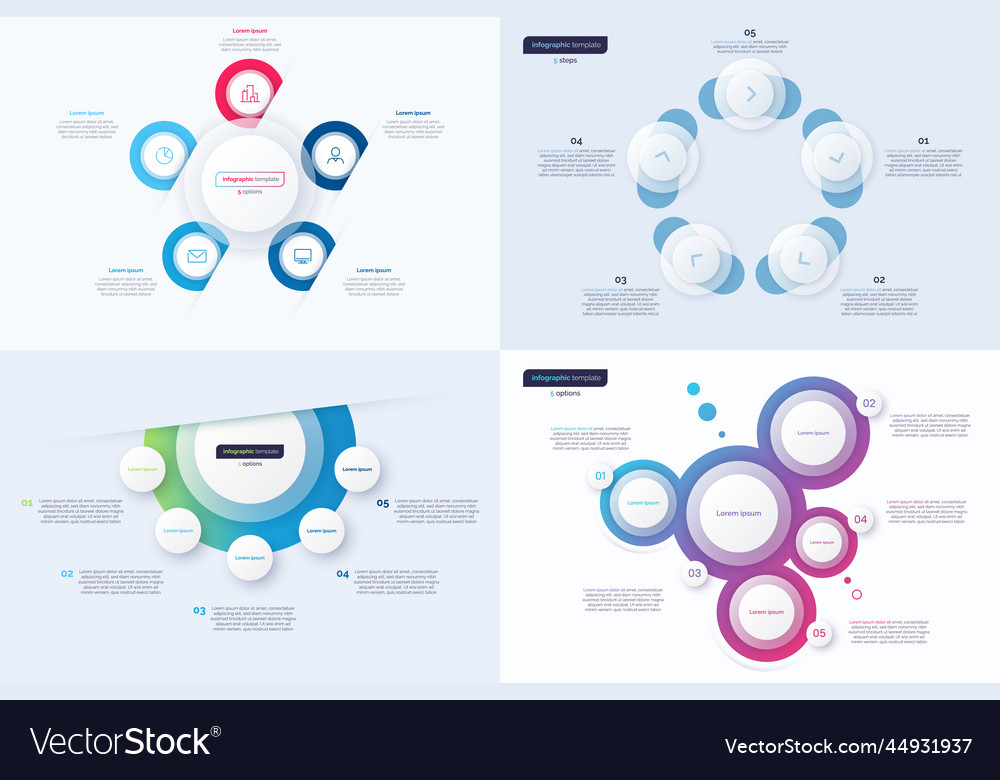 Set Of Five Option Circle Infographic Design Vector Image