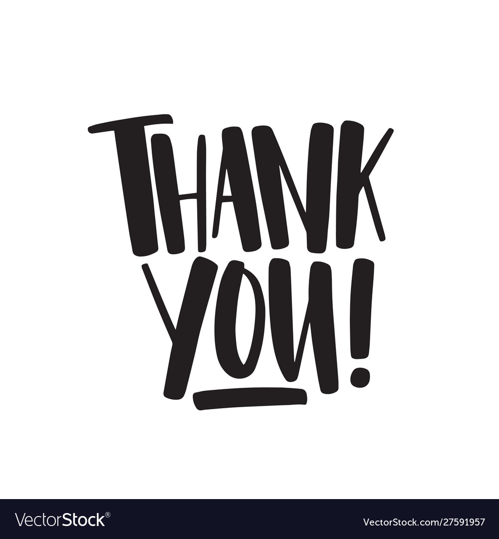 Thank You Handwritten Black Lettering Royalty Free Vector