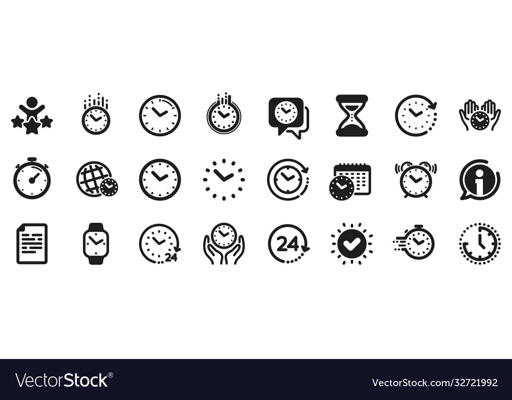 Time And Clock Icons Timer Alarm Smartwatch Vector Image