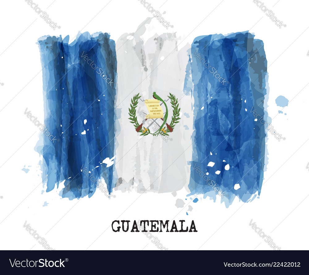 Watercolor Painting Flag Of Guatemala Royalty Free Vector