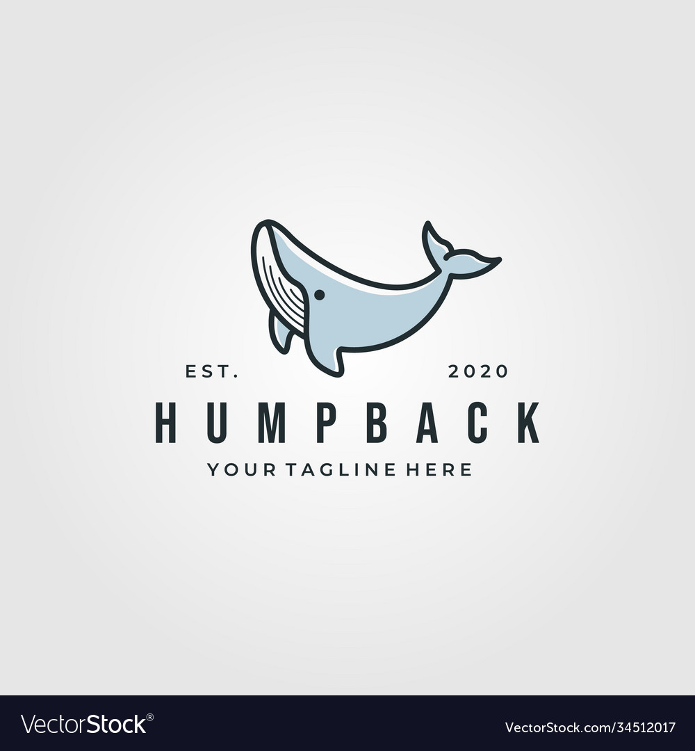 Vintage Humpback Whale Logo Design Cartoon Vector Image