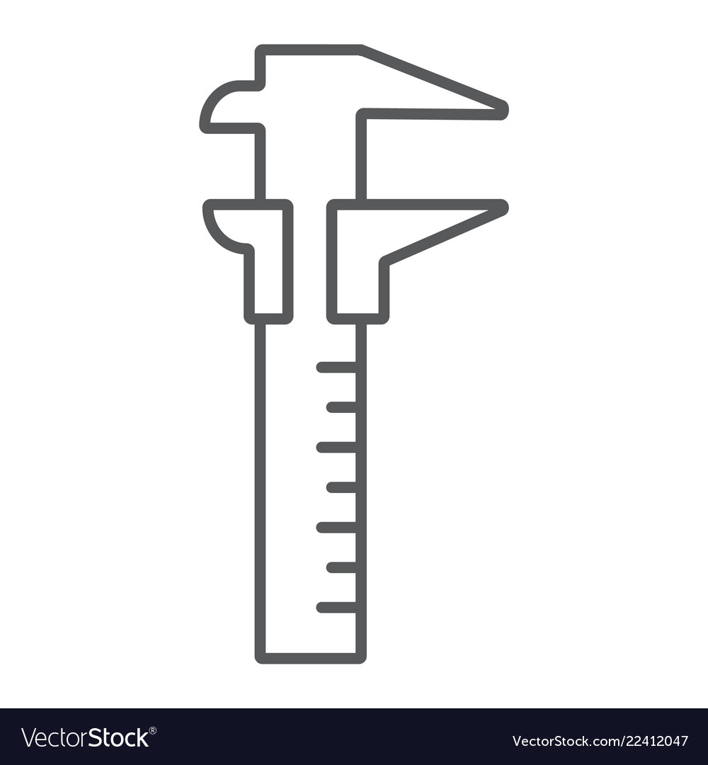 Vernier Caliper Thin Line Icon Tool Instrument Vector Image