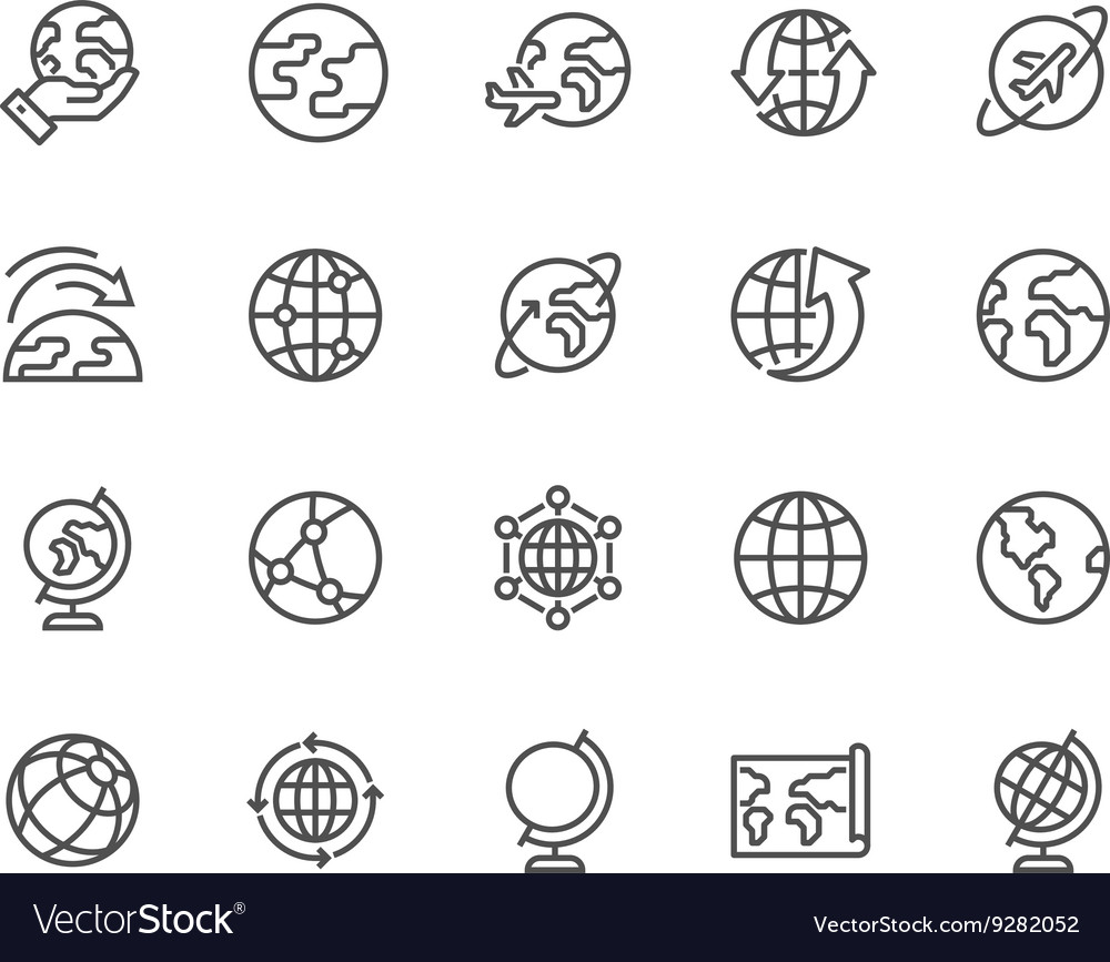 Line Globe Icons Royalty Free Vector Image Vectorstock