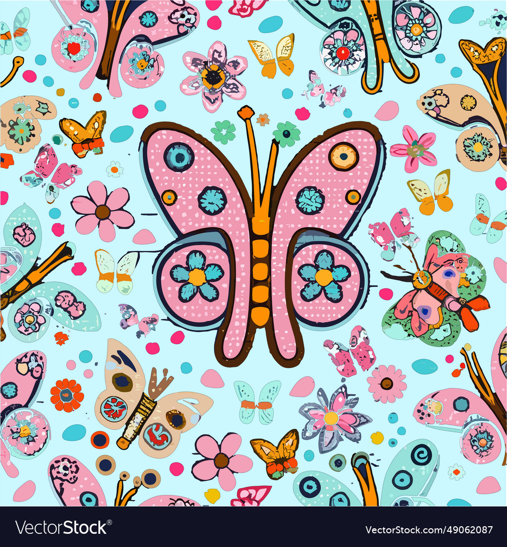 Butterfly And Flower Patterns Royalty Free Vector Image