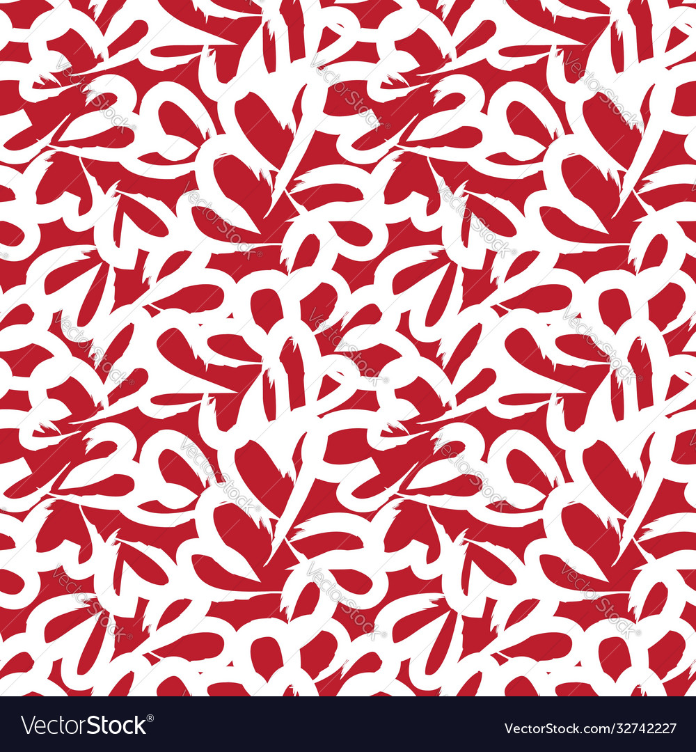 Red Heart Shaped Seamless Pattern Background Vector Image