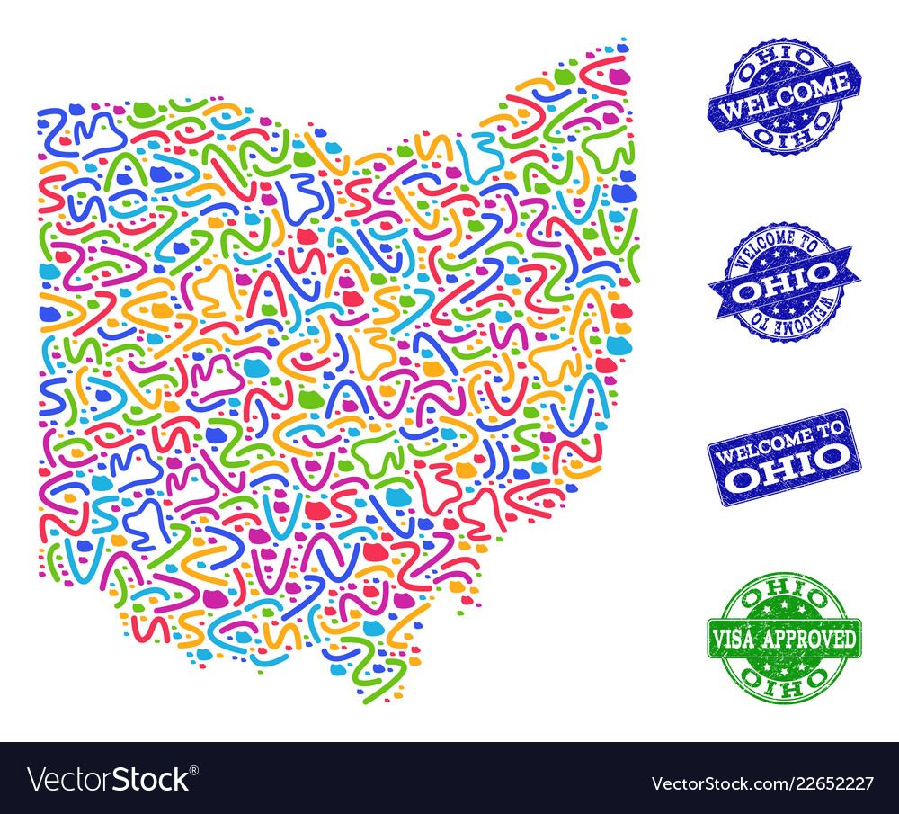 Welcome Composition Of Mosaic Map Ohio State Vector Image