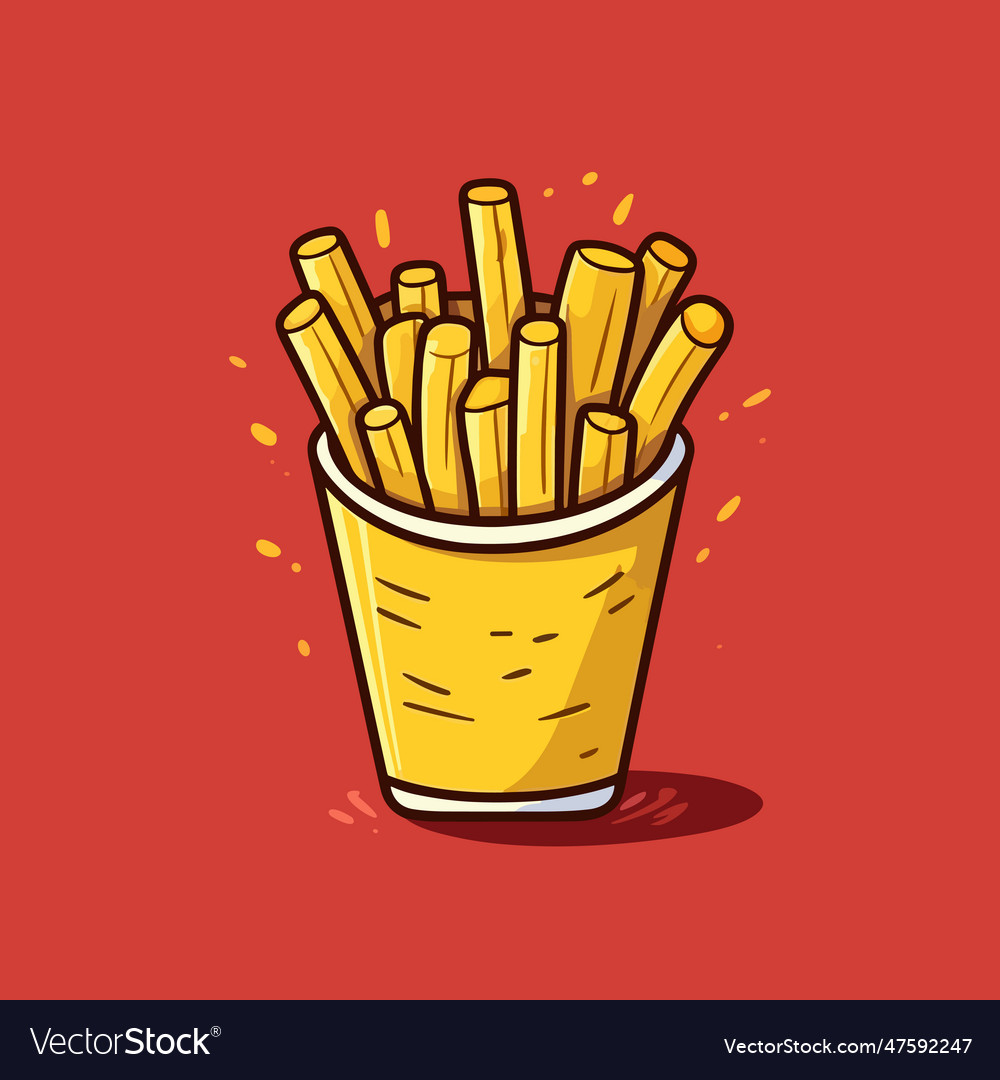 Chips Hand Drawn French Fries Doodle Style Vector Image