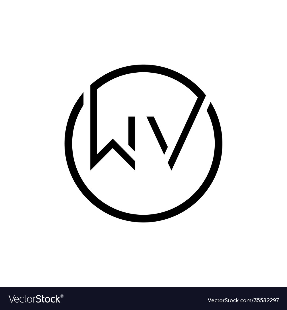 Initial Circle Letter Wv Logo Design Template Vector Image