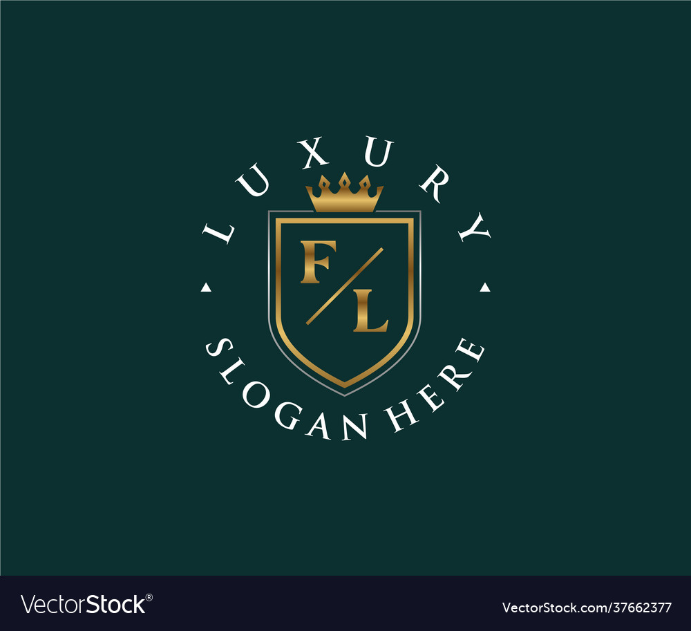 Initial Fl Letter Royal Luxury Logo Template Vector Image