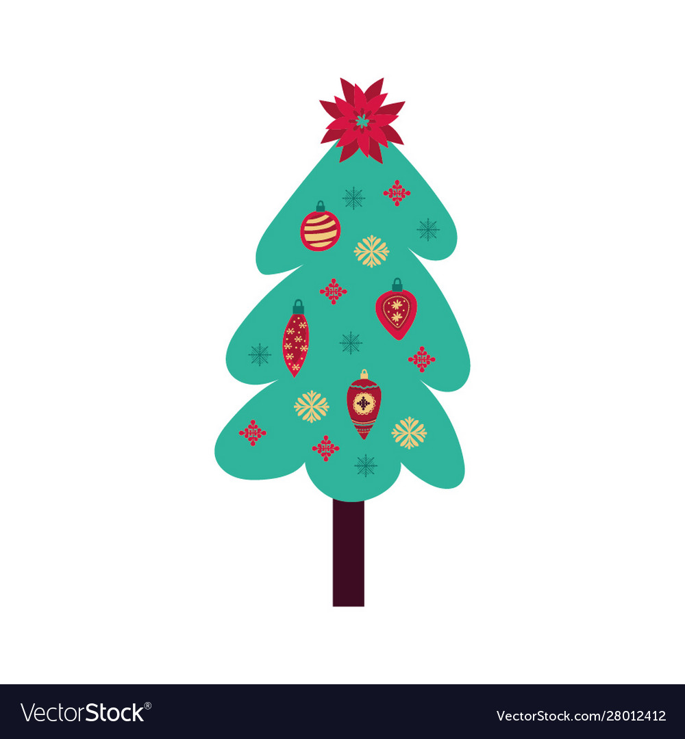 Merry Christmas Pine Tree Icon Royalty Free Vector Image