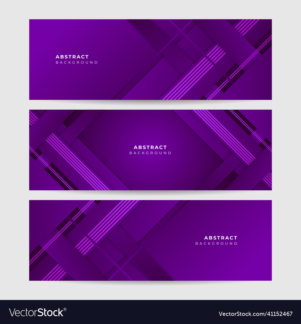 Set Of Modern Abstract Purple Banner Background Vector Image