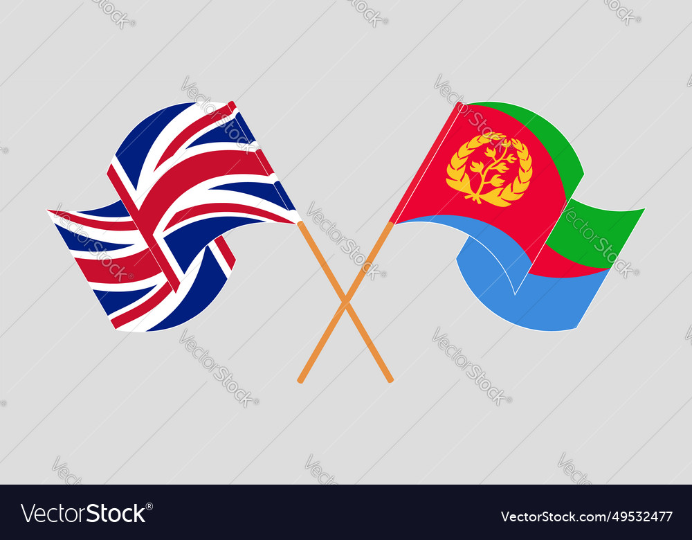 Crossed And Waving Flags Of United Kingdom Vector Image