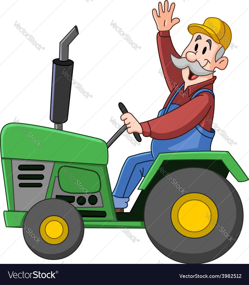 Farmer Driving Tractor Royalty Free Vector Image