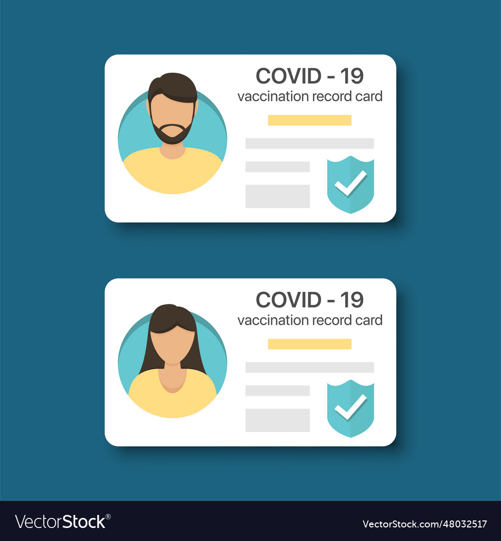 Covid Vaccination Record Card For Men Vector Image