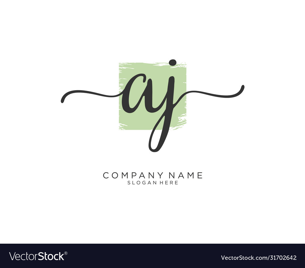 Aj Initial Handwriting Logo Design Royalty Free Vector Image