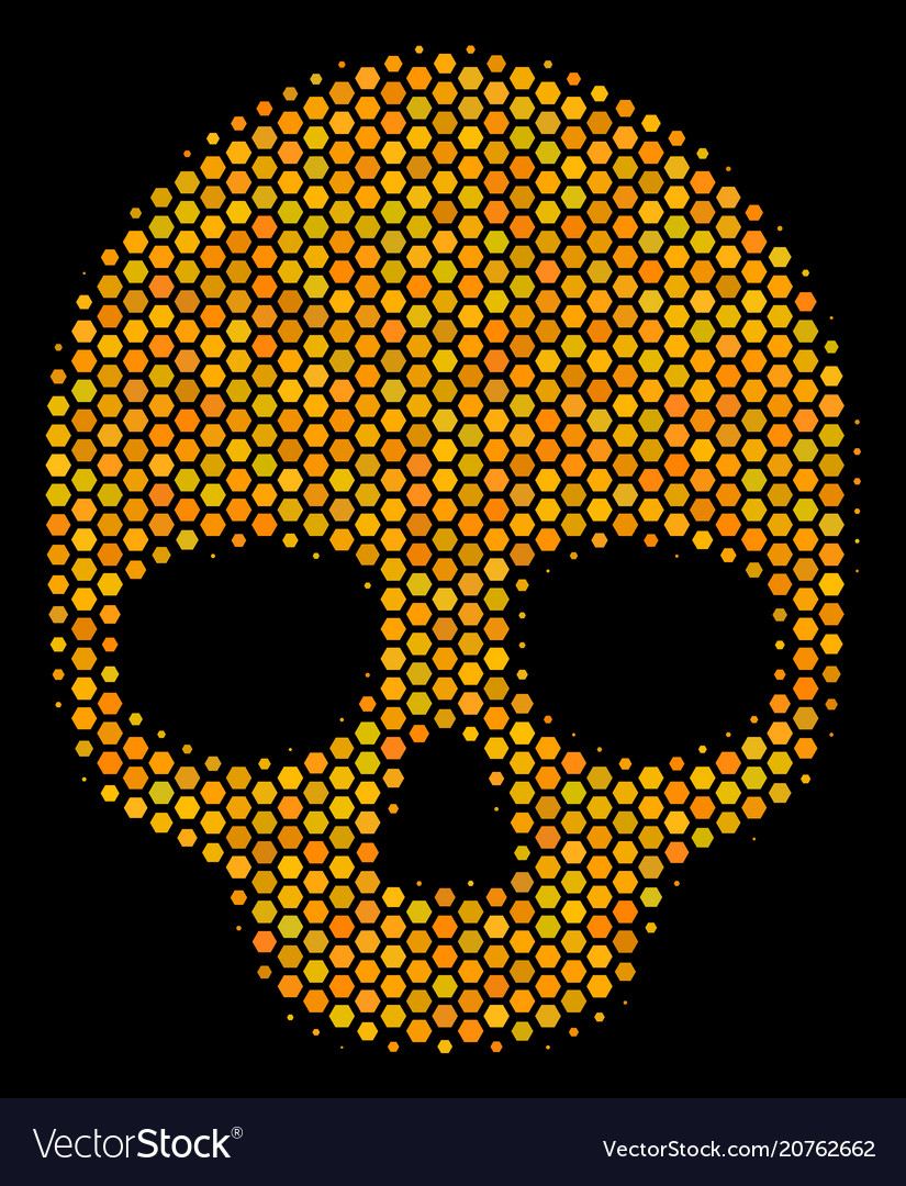 Hexagon Halftone Skull Icon Royalty Free Vector Image