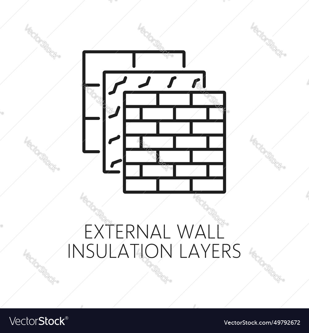 External Wall Thermal Insulation Layers Icon Vector Image