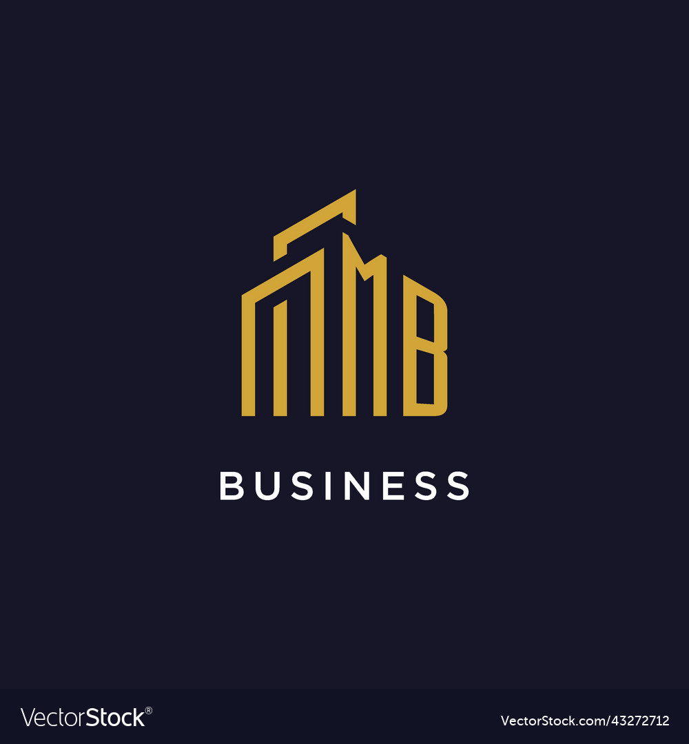 Mb Initial Monogram With Building Logo Design Vector Image