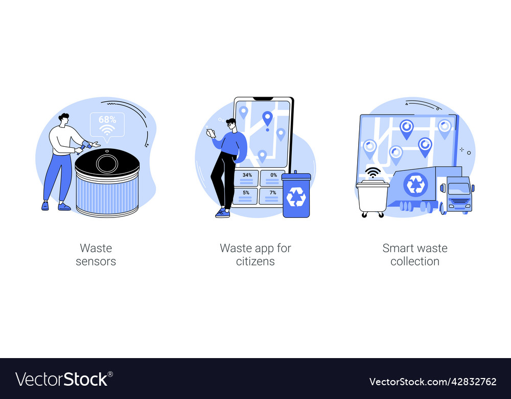 Smart Waste Management System Isolated Cartoon Vector Image