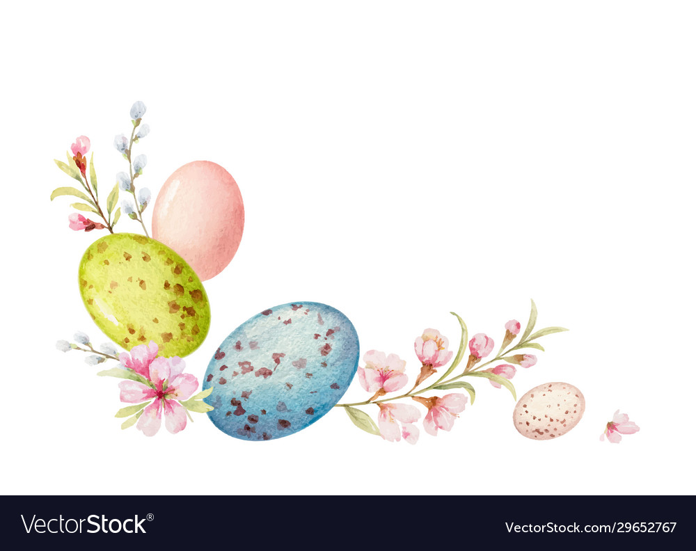 Happy Easter Watercolor Hand Painted Royalty Free Vector