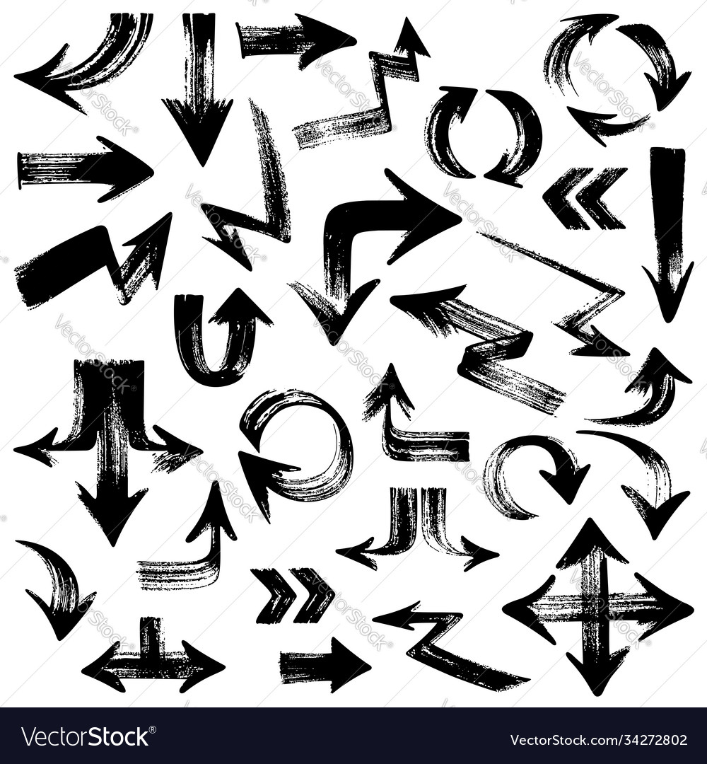 Isolated Hand Drawn Arrows Set Royalty Free Vector Image