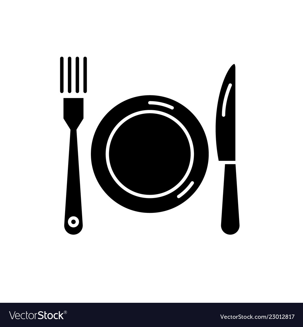 Plate Fork And Knife Black Icon Sign Royalty Free Vector