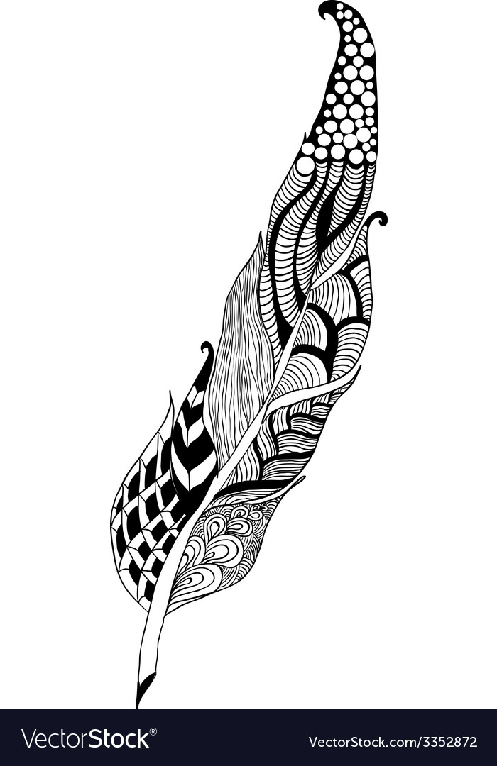 Zentangle Feather Royalty Free Vector Image VectorStock