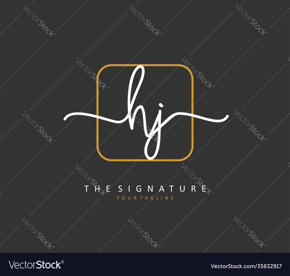 Hj Initial Letter Handwriting And Signature Logo Vector Image