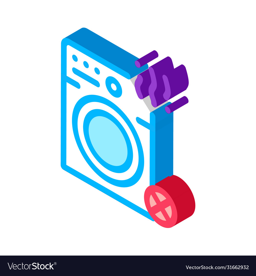 Broken Washer Isometric Icon Royalty Free Vector Image