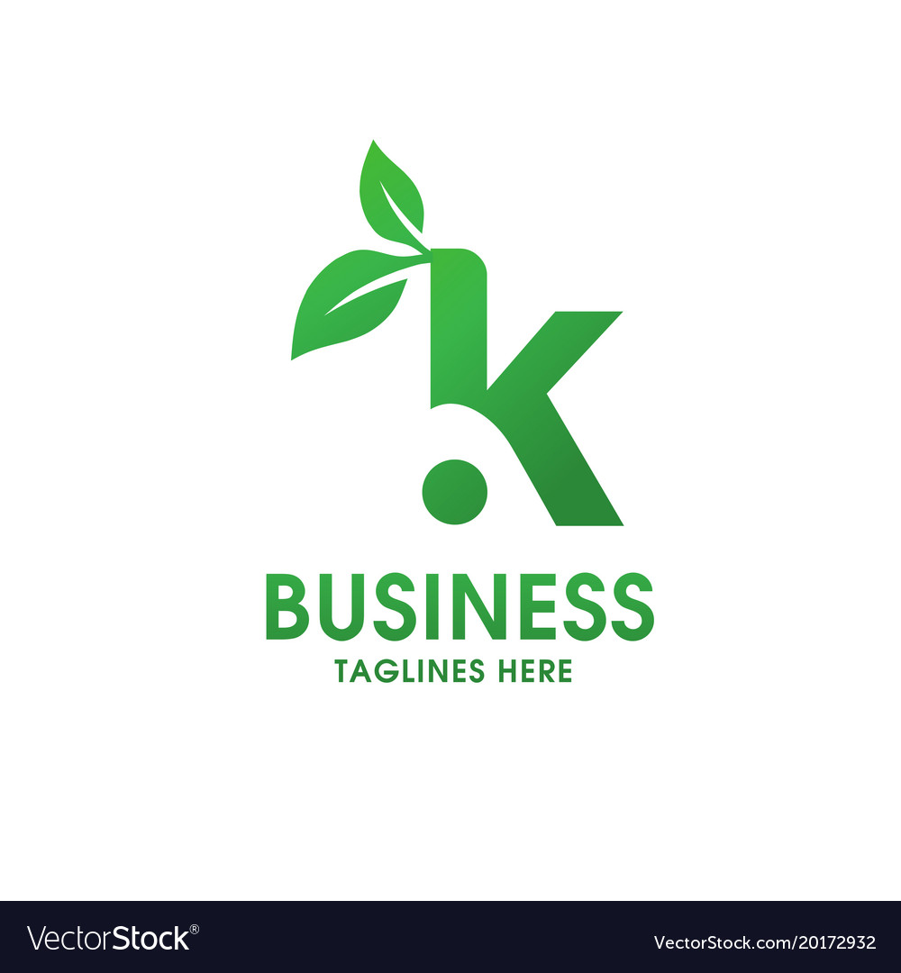 Letter K With Leaf Logo Royalty Free Vector Image