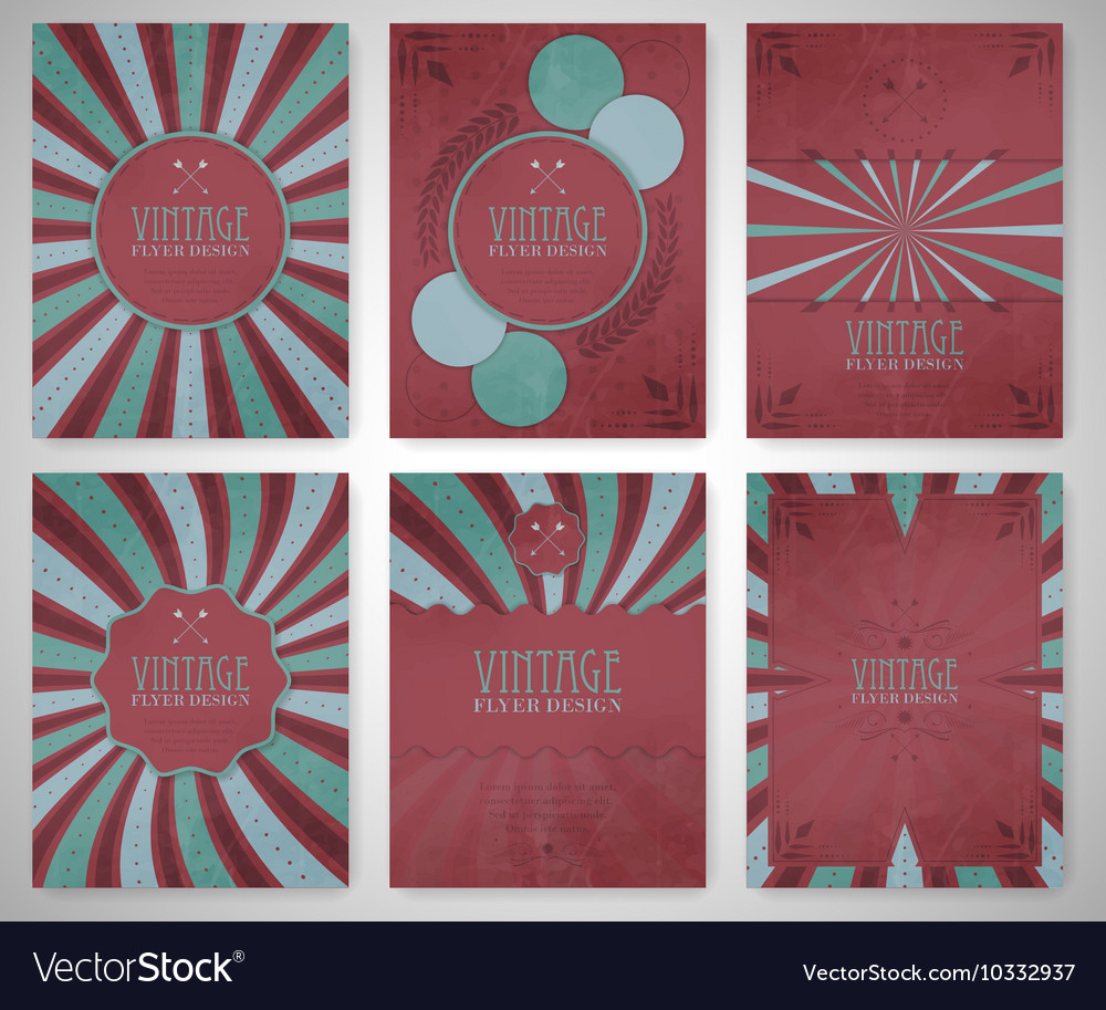 Set Vintage Flyer Template Brochure Cover Vector Image