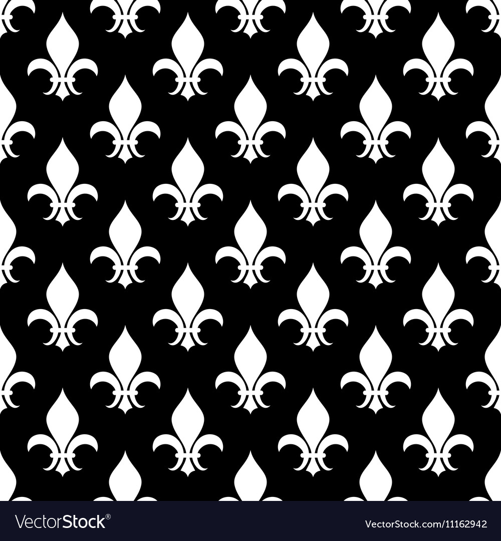 Fleur De Lis Seamless Pattern In Black And Vector Image