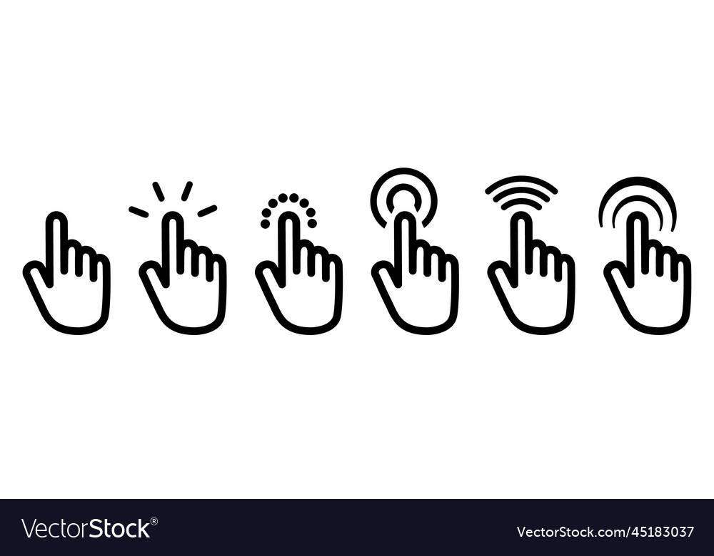 Cursors Icons Click Set Royalty Free Vector Image