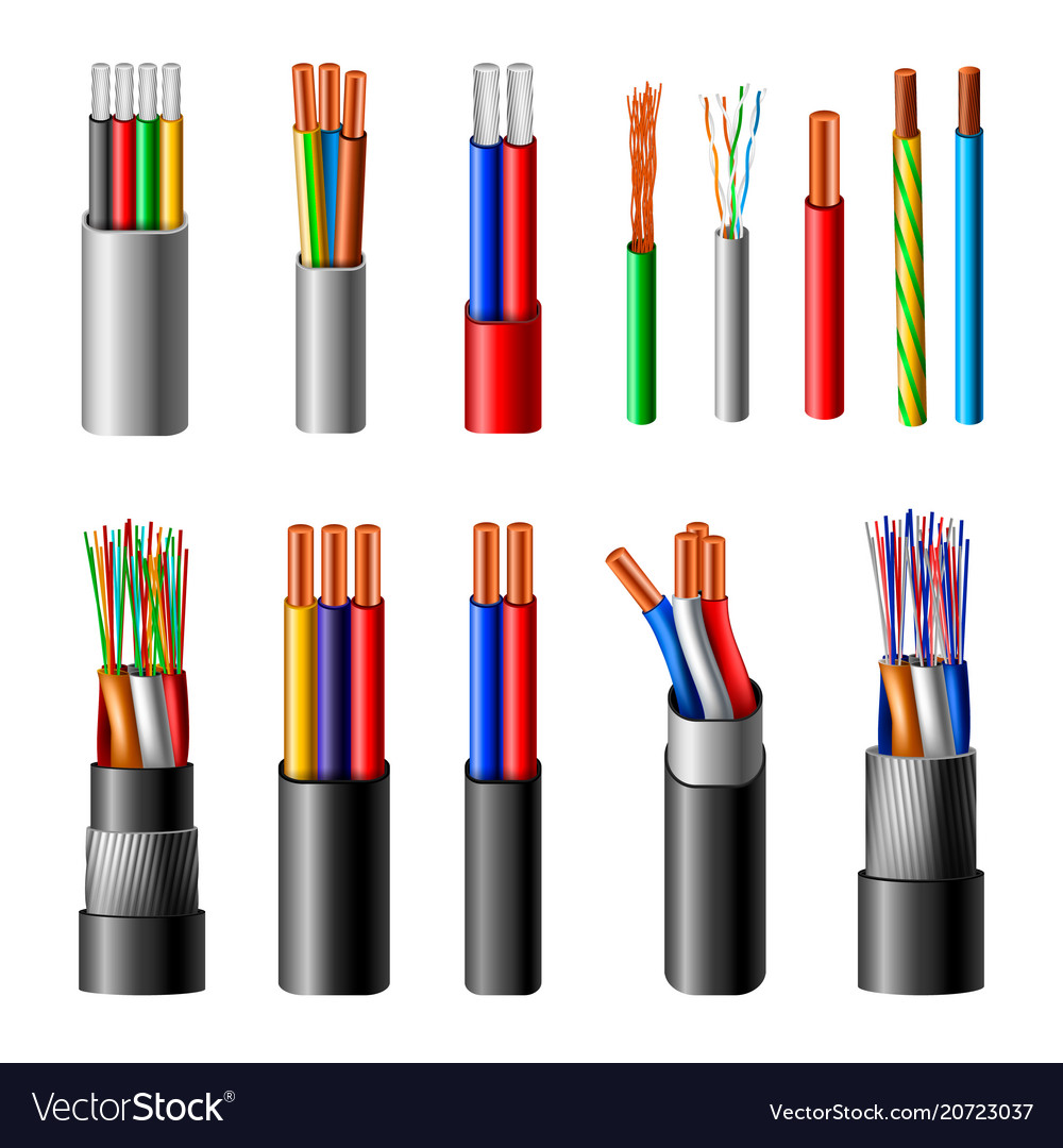 Electrical Cables Realistic Set Royalty Free Vector Image