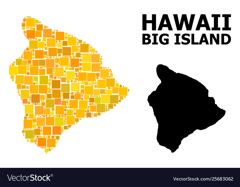 Gold Square Pattern Map Hawaii Big Island Vector Image