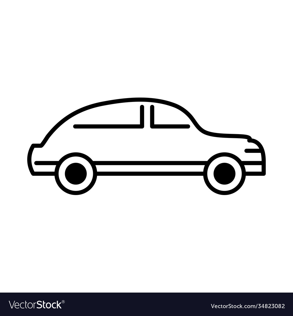 Car Transport Side View Minimal Line Icon Vector Image