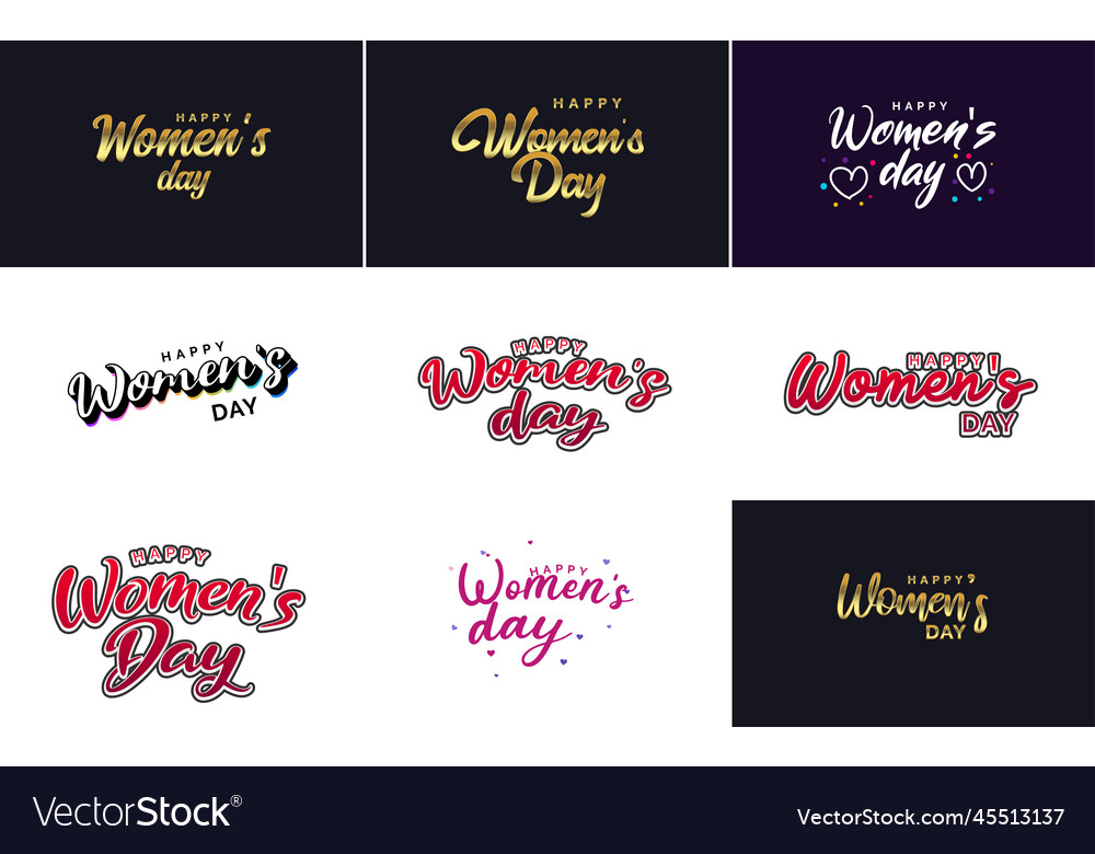 Set Of Happy Womans Day Handwritten Lettering Vector Image