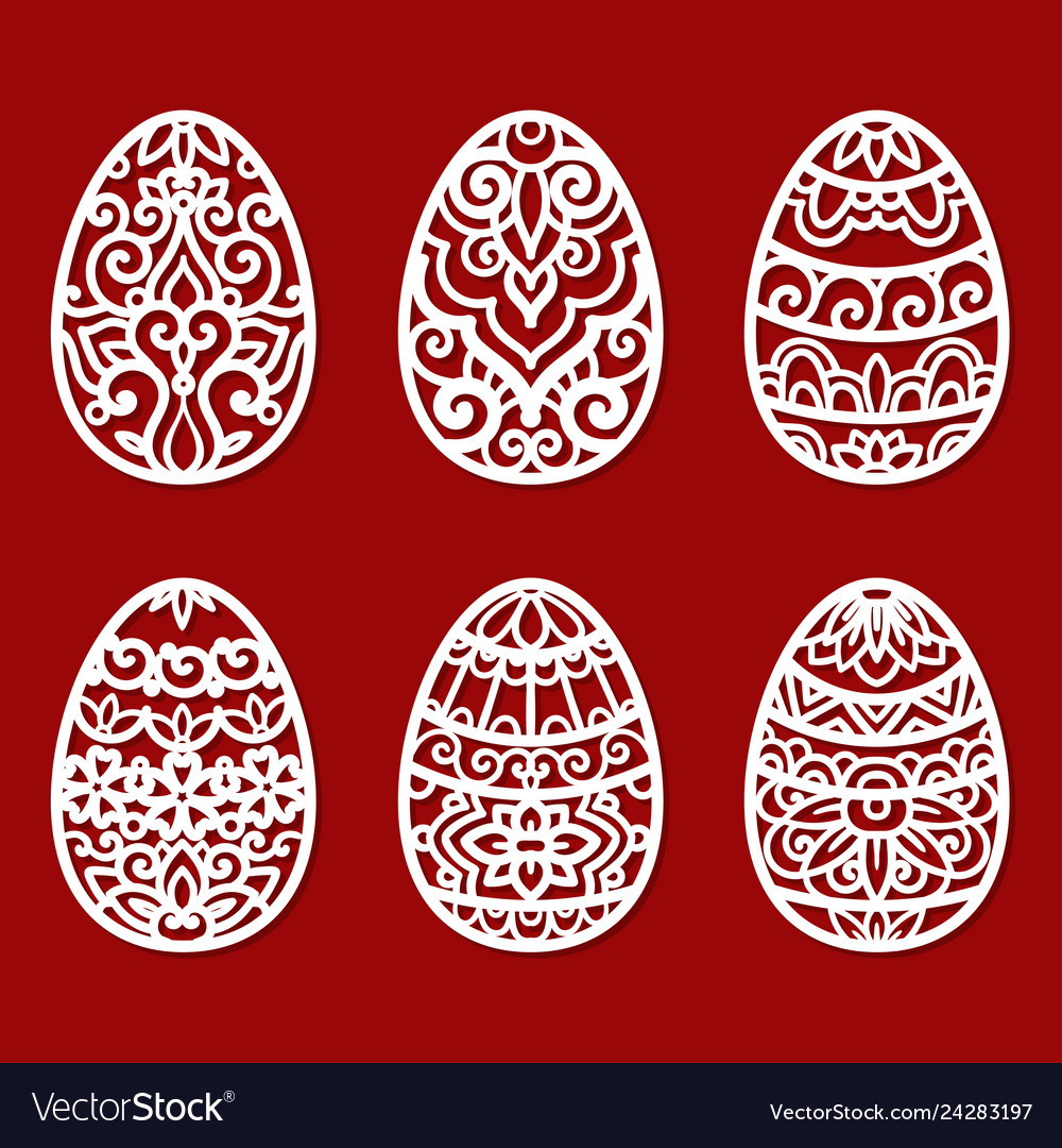 A Set Templates For Laser Cutting Easter Eggs Vector Image